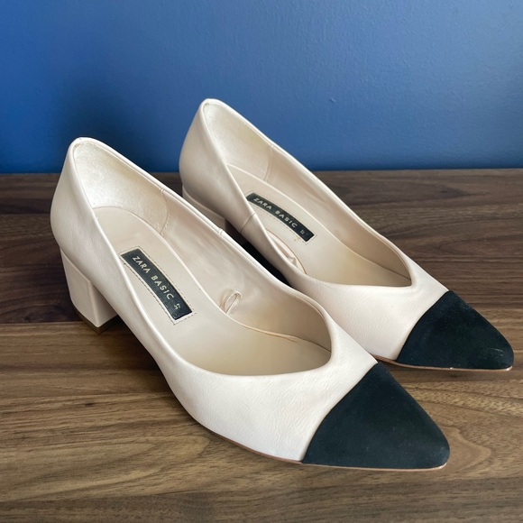 Zara Cream and Black Women's Shoes - Picture 1 of 10